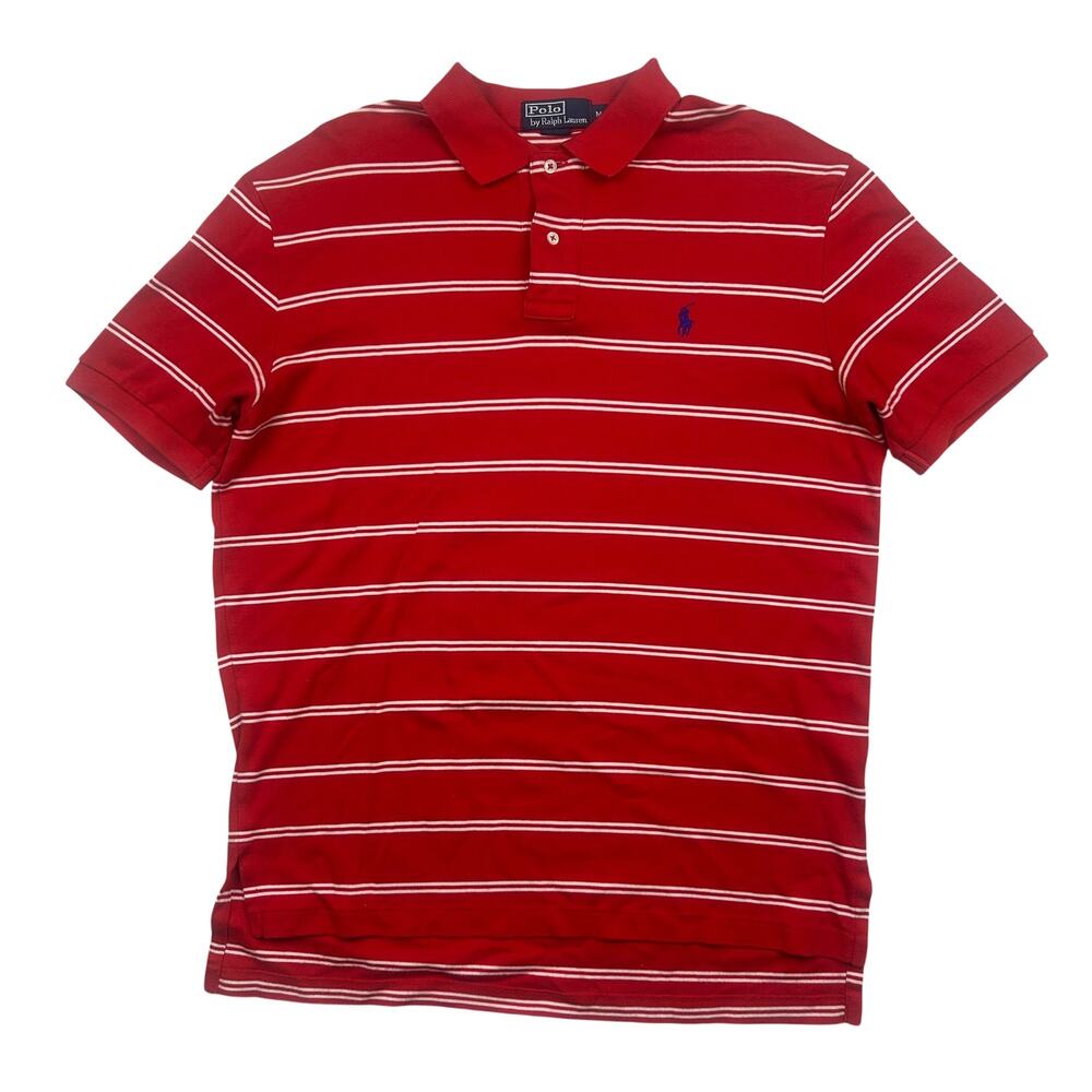 Vintage Polo Ralph Lauren Polo Shirt Mens M Red White Striped Pony Hong Kong